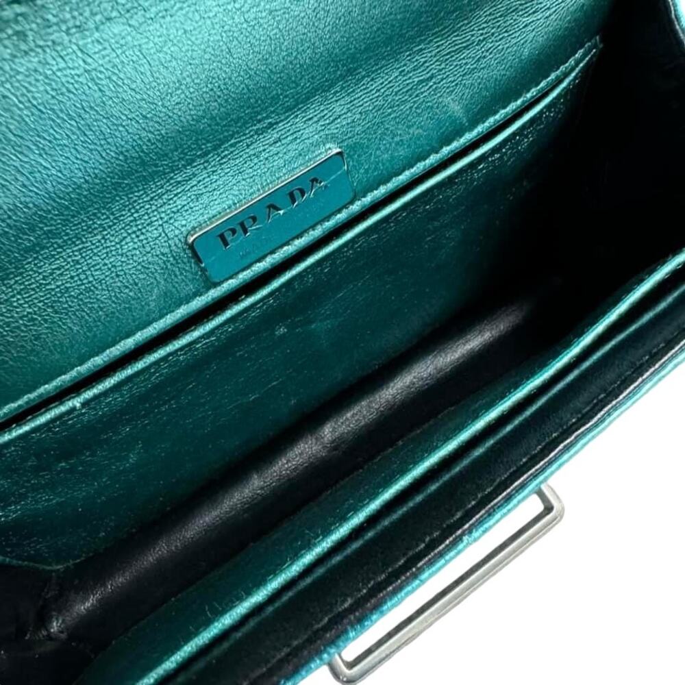 Prada Metallic Snakeskin Bag Cahier Shoulder/Crossbody Ayers Impunture Aqua SHW - Picture 4 of 16